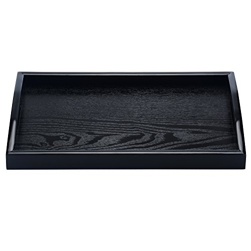 Jpcraft Rectangle Wooden Serving Tray Breakfast Tray With Handles, Black, 14 By 9-Inch #TOP2