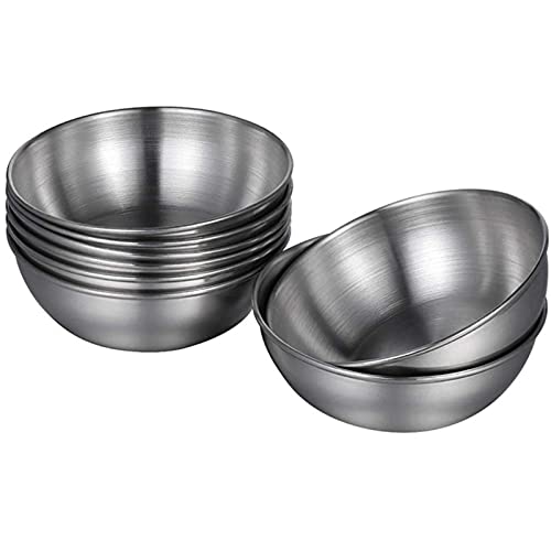 8 Pièces Bol à Trempette, Bol à Sauce en Acier Inoxydable, Bol à épices, Convient pour le Ketchup, la Moutarde, la Sauce Chili, la Vinaigrette(Argent)