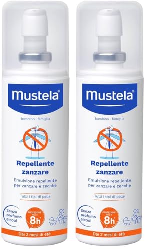 Mustela Repellente Zanzare, Viso e Corpo, Neonati dai 2 Mesi, Bambini, Tutta la Famiglia, anche in Gravidanza - Respinge Zanzare e Zanzare Tigre fino a 8 Ore, Zecche fino a 7 Ore (100ml)