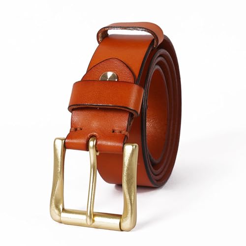 Unisex Genuine Leather Cowhide Belt - Handmade With Solid Brass Single Prong Roller Buckle4