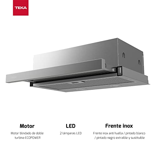 TEKA Campana Extractora Integrada 60 cm, 3 Velocidades, Motor Doble, Sistema de Recirculación de Aire, Filtro de Carbón, de Acero Inoxidable, CNL 6415 - Imagen 4