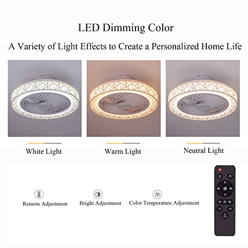Ventilateur de plafond moderne avec lumière LED 60W réglable et télécommande pour salon blanc - 4