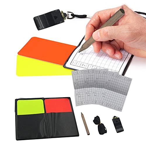 Conjunto de cartas de árbitro de futebol, apitos de aço inoxidável, conjunto de cartas de árbitro de