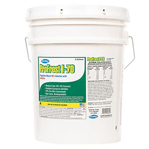 ComStar ProFrost I-70, Propylene Glycol Heat Transfer Fluid Anti-Freeze With Inhibitor, Prediluted To 70%, Ready To Use Formula, 70% Propylene Glycol, Made In USA, 5 Gallon (35-860)