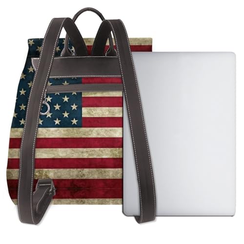 Sac à dos ordinateur cuir imprimé drapeau américain style urbain - 3