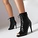 Imagen de HROYL Botas de Baile Latino Mujer Tacones de Baile Heels Botines de Punta Abierta con Cordones