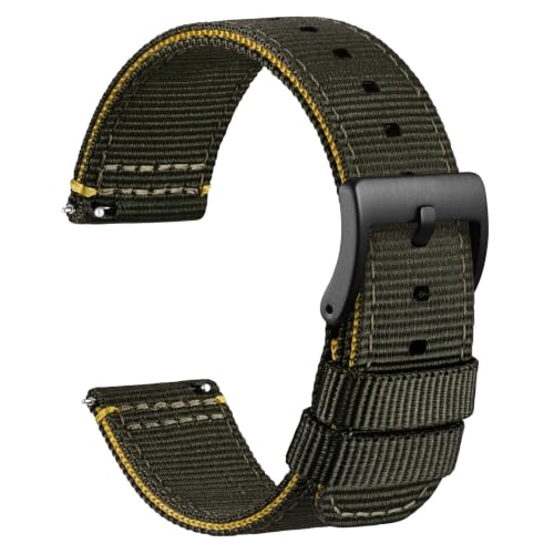 Image of WOCCI Nylon Watch Bands, Contrast Woven Design, Quick Release, Stainless Steel Buckle, Band Width 20mm 22mm 24mm 26mm