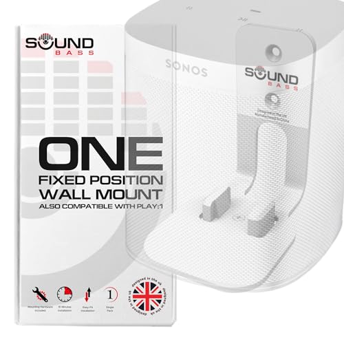 Sound Bass ONE, ONE Gen 2, ONE SL & Play:1 Wall Mount Bracket, White, Compatible with Sonos ONE, ONE Gen 2, ONE SL & PLAY1 Speaker