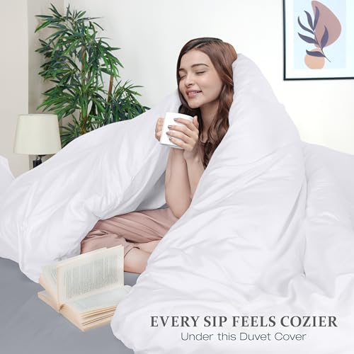 Utopia Bedding Duvet Cover Queen Size - 3 Piece with Zipper Closure - 1 Comforter Cover 90X90 Inches & 2 Pillow Shams 20X26 Inches (White) Comforter Not Included