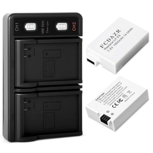 FCDAZR LP-E8 Battery(2 Pack) and Dual USB Charger Compatible with Canon EOS Rebel T2i T3i T4i T5i EOS 550D 600D 650D 700D Kiss X4 Kiss X5 Kiss X6 Cameras(Not for T2 T3 T4 T5)