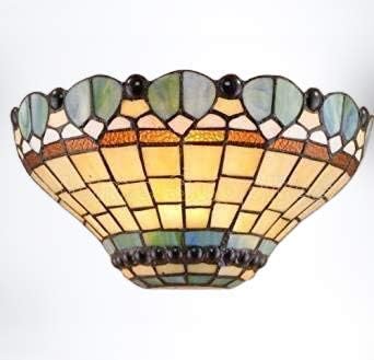 Home Supplies Mission Tiffany Style Wall Light Stained Glass Handmade Uplighter Shade Wall Lights for Living Room and Lounge | 13x7 inches(WxH)