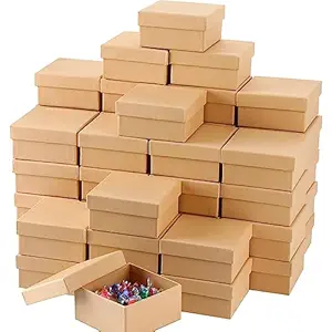 Geyee 48 Pcs Square Paper Mache Box, Small Gift Box with Lid 3.9 Inch Nesting DIY Cardboard Craft Empty Boxes for Kids Adults Decoupaging Painting Crafting Storing Jewelry Treasure