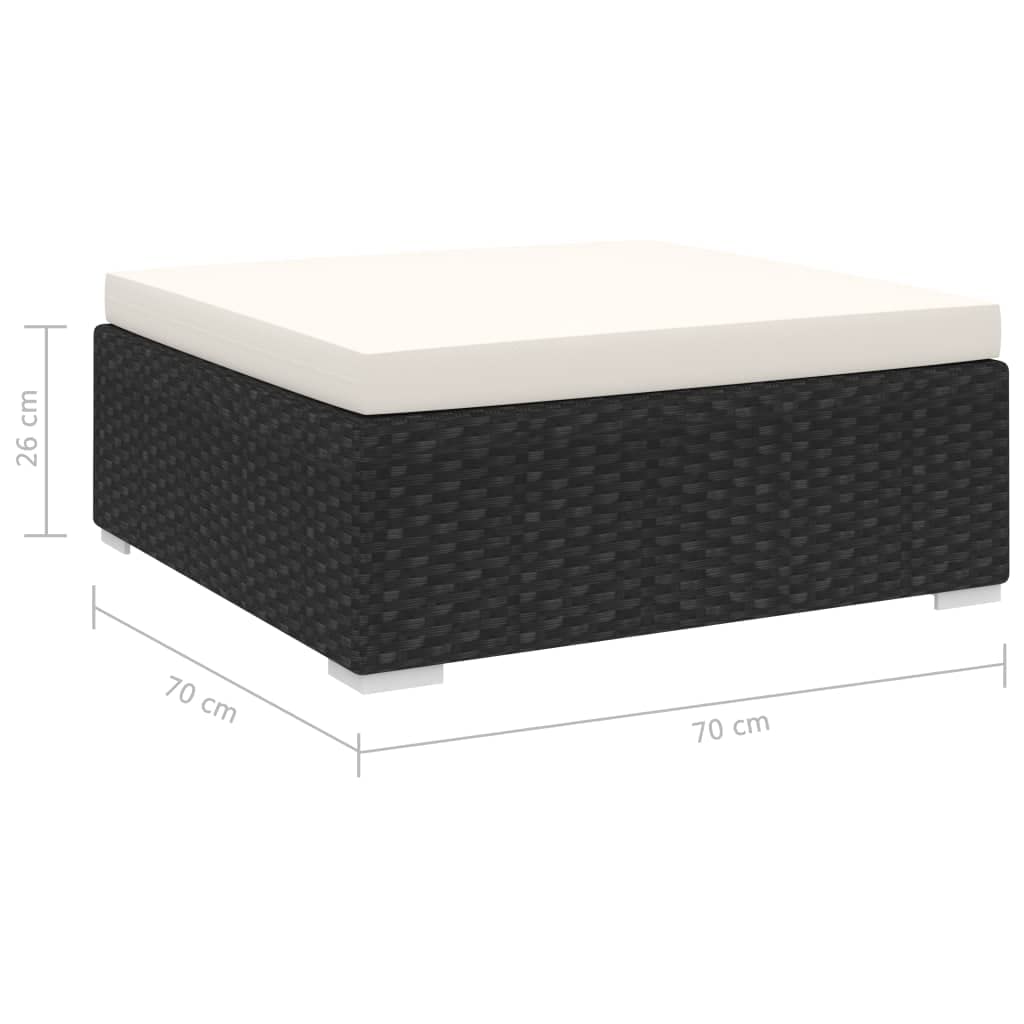 vidaXL Repose-Pied Sectionnel avec Coussin, Tabouret de Jardin, Chaise de Terrasse, Siège de Patio, Meuble d'Extérieur, Résine Tressée Noir