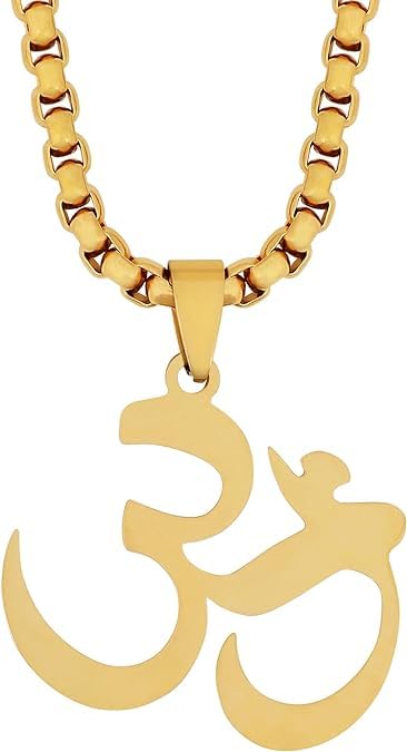 El Regalo AUM OM Pendant Necklace for Men/Boys: Stainless Steel OM Mahadev Damroo Pendant Necklace for Man/Boys (Big Golden OM -A) (B0CMXCCHSM) Amazon Price History, Amazon Price Tracker