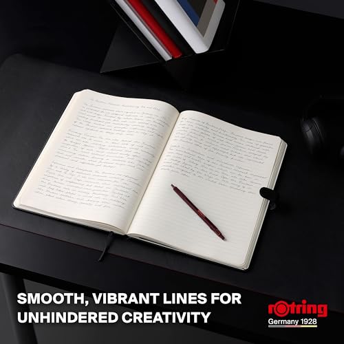 Image of Rotring Ball Point Pen 1.0mm Medium Point Black Ink Choctruffle All Metal Body Hexagonal Barrel Non-Slip Knurled Grip Refillable 600 Series
