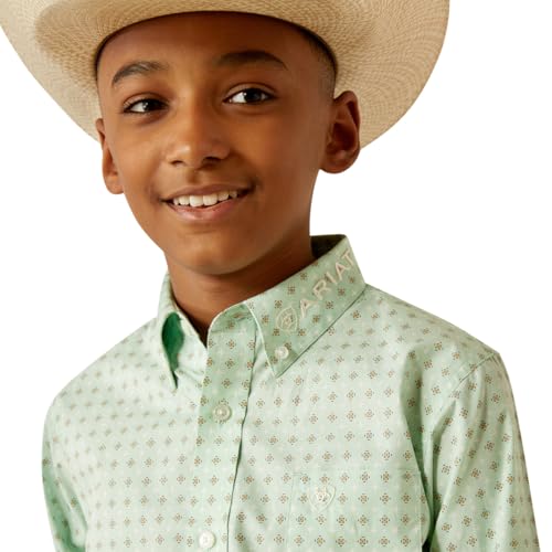 Ariat Boys Team Pierson Green/White Button Up Long Sleeve Shirt4