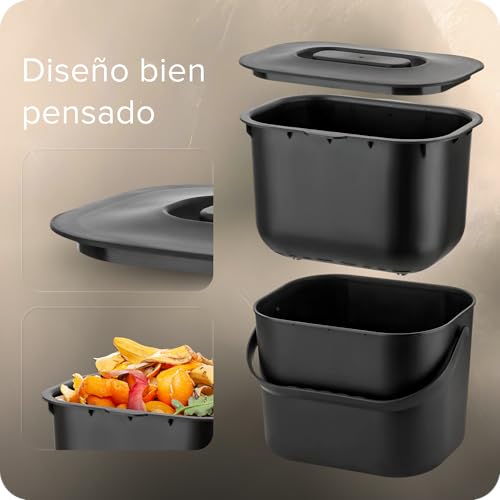 Miniatura 4 de Black Sweden Home Cubo De Cocina Orgánico - Cubo De Compostaje De 7l Para Desechos De Alimentos - Pequeño Contenedor De Encimera Sin Olores Con Tapa - Apto Para Lavavajillas Y Ecológico Negro