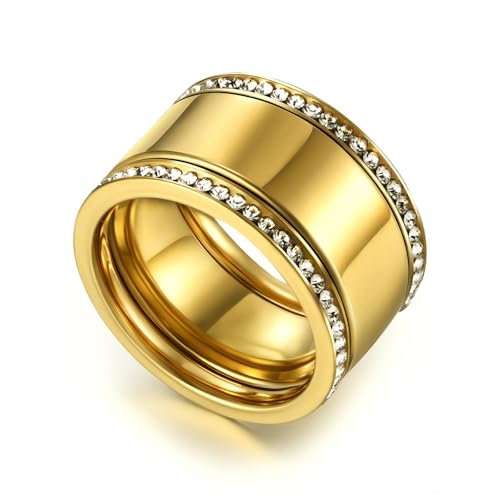 HYSIC Stacking Rings for Oura Ring Gen 4/3-3-Pack 14K Gold Plated Cubic Zirconia Simulated Diamond Oura Stack Rings & Samsung Galaxy Ring Accessories