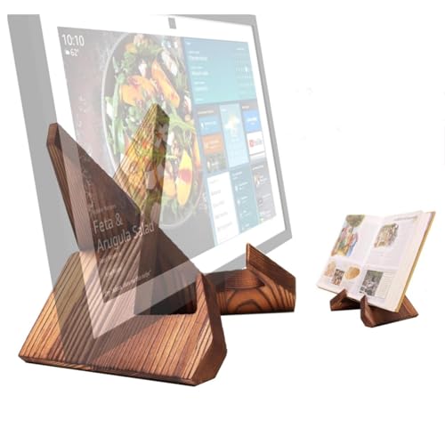 Alloery Tablet Computer Stand Compatible with Echo Show 15 Echo Show 21 and Suitable for Cookbook Stand Holder Display (Dark brown)
