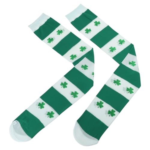 Ldabrye Chaussettes fantaisie amusantes pour la Saint Patrick - Motif trèfle irlandais - Chaussettes à rayures - Chaussettes de mollet irlandaises - Chaussettes de cosplay, Style 8, Taille unique