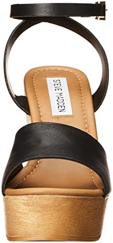 Steve Madden Women's Welsh Heeled Sandal, Black Leather, 7.5 | Image 1