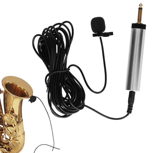 Tissting Micrófono Lavalier Profesional, Micrófono de Solapa con Clip de Metal 360° y Sonido Claro para Guitarra, Saxofón, Trompeta, Violín y Piano, Conector de 6.35 mm para Músicos y Profesores