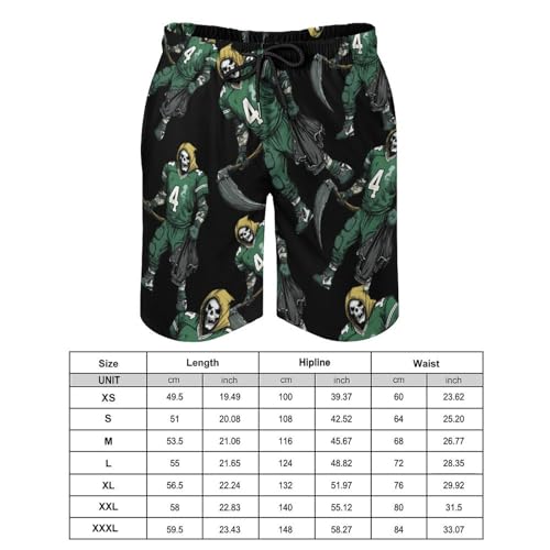 Grim Reaper Football Men's Swim Trunks Board Shorts Beachshorts Swimsuits with Pockets Mesh Liner2