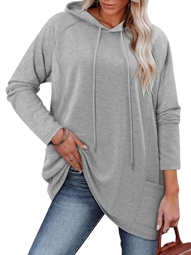 KISSMODA Women Hoodies Dress Long Sweatshirts Dress Raglan Sleeves Oversized Sweatshirts with Pocket 2025 Fall Winter Trendy