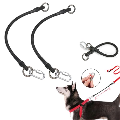 LogFaadCoi 2-Pack Heavy Duty Dog Leash Extenders, Shock Absorbing Stretch, Safety Lock Clips, Anti-Burst for Reduced Back Strain, Compatible with All Collars & Leashes, Ideal for Small to Large Dogs