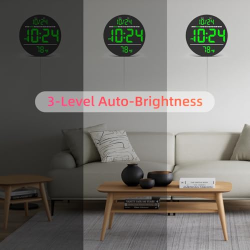 Xuanzit Digital Wall Clock With Large Led Display, Auto-Brightness, Temperature, Low-Reflectivity, Small Silent Non-Ticking Modern Electric Wall Clock For Bedroom thumb #5