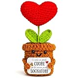 REGALO SPECIALE PER MAESTRA O INSEGNANTE: Una dolce piantina all’uncinetto con un cuore, accompagnata da una cartolina con la frase “Ci vuole un grande cuore per far crescere piccoli sognatori”, perfetta per ringraziare insegnanti, maestre, maestri o educatrici.