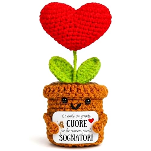 EQUIK PRODUCTS Regalo Maestra/Insegnante – Cuore all’Uncinetto “Ci vuole un