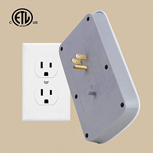oviitech 6 Outlet Extender with 4 USB Charging Ports(4.2A Total),Wall Mount Outlet Plugs 900 Joules Wall Surge Protector and Top Phone Holder,ETL Listed,White. - Thumbnail 5