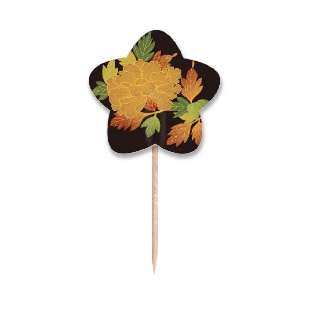 Cure-dents japonais marron noir en bois avec mini drapeau étoile pour cupcake