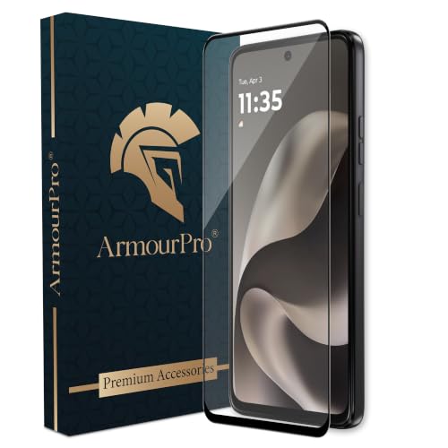 Image of ArmourPro Tempered Glass for Motorola G77 Power - 9H Screen Protector with Black Border, Anti Scratch, Edge-to-Edge Coverage, HD Clarity, Smooth Touch, Case Friendly | Black