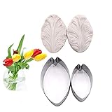 AK ART KITCHENWARE Gum Paste Tulips petal Decoration Tool Leaf and Flower Tool Kit Stainless Steel Cookie Cutter Set Silicone Veining Mold Fondant Sugar Flower Design Tool A350&VM003