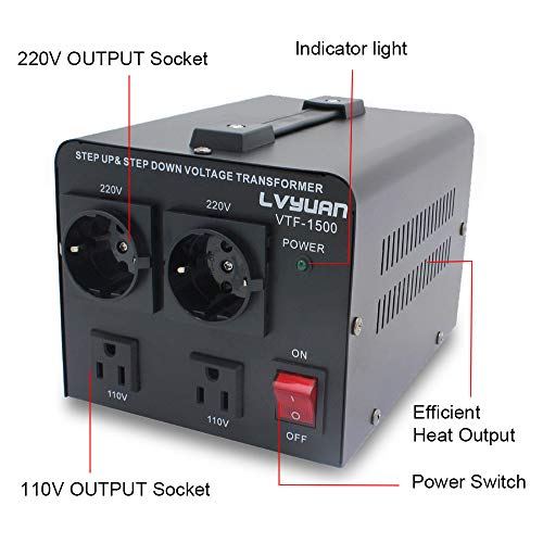 Yinleader 1500VA 110 Volt USA spanningsomvormer ringkerntransformator 1500 Watt - In: 110V of 220V / Out: 110V en 220V - Image 7