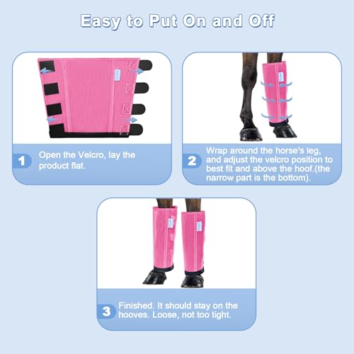 Image of Mesh Horse Fly Boots Set of 4, Fly Boots for Horses, Leggings for Horses, Reduce-Stomping, Breathable Mesh, Loose Fitting, Stay Up Not Sag, No Rub