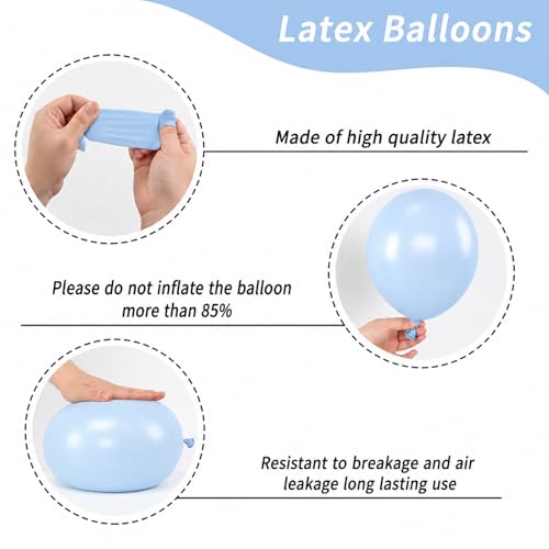 Image of Blue and White Balloons, 12 Inch Blue White Clear Balloon, Pastel Blue