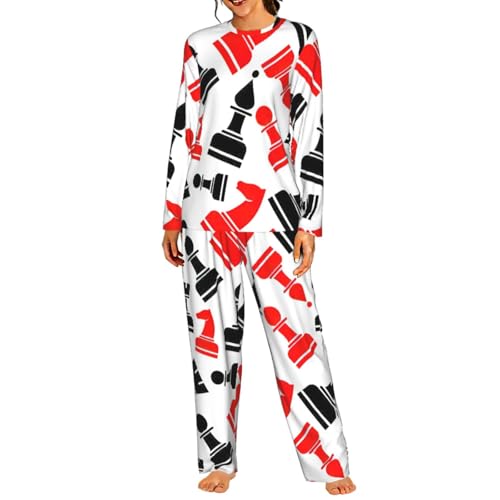 Pyjama ensemble élastique et ultra doux à motif d'échecs manches longues