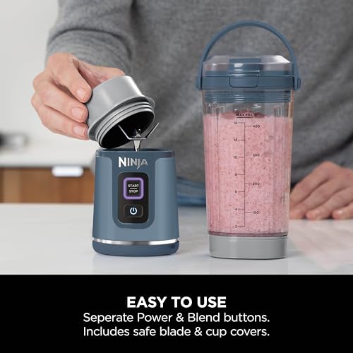 Image of Ninja Blast Portable Cordless Blender (BC151INNV) - 530ml | USB-C Rechargeable | Crushes Ice & Frozen Fruit | BPA Free, Leak-Proof Travel Lid Denim Blue