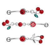 Holibanna 3 Pièces Nombril De Cerise Aux Fruits Anneaux or Bouton Bijoux De Nez Étalon T...