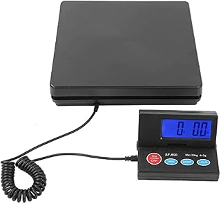 EVERGD Black 50KG 110lbs Digital Electric Postal Scale Heavy Duty Large Capacity Weighing Platform Scale for Postal Industrial Commercial Shop Kitchen Letter Parcels Luggage Scale with 2 x 1.5V AAA