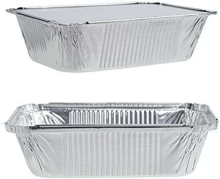 STACKABLES ~ Pack of 15 Small 20 x 13.5 x 5.3cm Aluminium Foil Pans with Lids 750ml Disposable Foil Trays Containers for Baking Cooking Freezing & Storing
