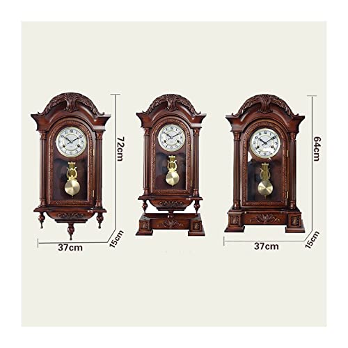 Pttrns Desk Clock Retro High-End Desk Clock Wood Carving Mechanical Desk Clock Movement Wall Clock Desktop Pendulum Clock Table Clock #TOP1