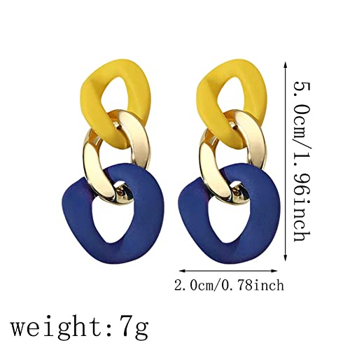 Charm Elegant Hollow Color Chain Acrylic Geometric Temperament Dangle Drop Earrings Bohemian Minimalist Hypoallergenic Jewelry Gift2