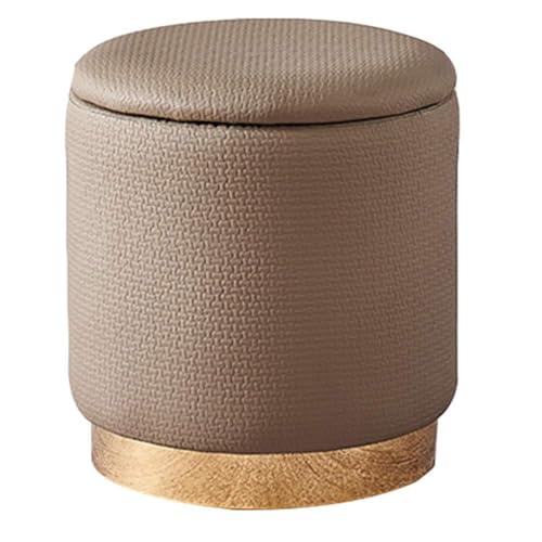 Reposapiés otomano de almacenamiento de terciopelo con tapa, puf tapizado redondo para sala de estar, dormitorio, tocador, reposapiés