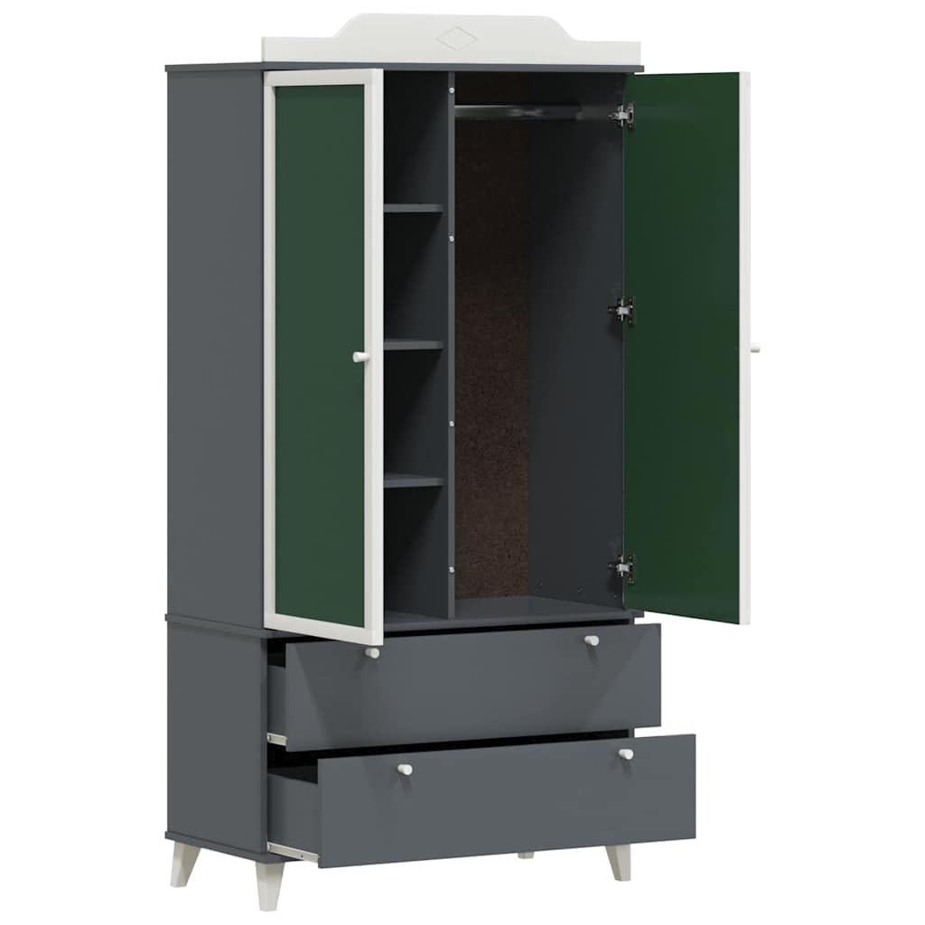 Armario moderno con pizarra, puertas verdes, marco blanco y patas, 90 x 45 x 180 cm, hecho de madera resistente, gran espacio de almacenamiento para ropa, ideal para habitaciones infantiles
