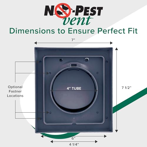 Image of NO-PEST VENT Dual Door Dryer Vent Cover 4 Inch Outdoor, Made in USA, Highest UV-Resistant Plastic, No Lint-Collecting Screen (Deep Ocean Blue, 4 inch Plastic Vent No Collar)
