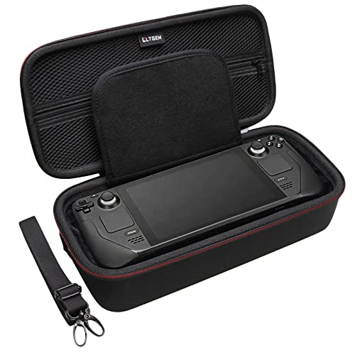 LTGEM Carrying Case Compatible with Valve Steam Deck, Protective Travel Case Holds Steam Deck Console and Power Adapter,Black